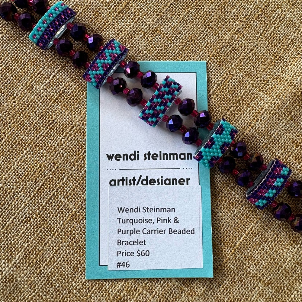 Artisanal Blue and Purple Beaded Bracelet